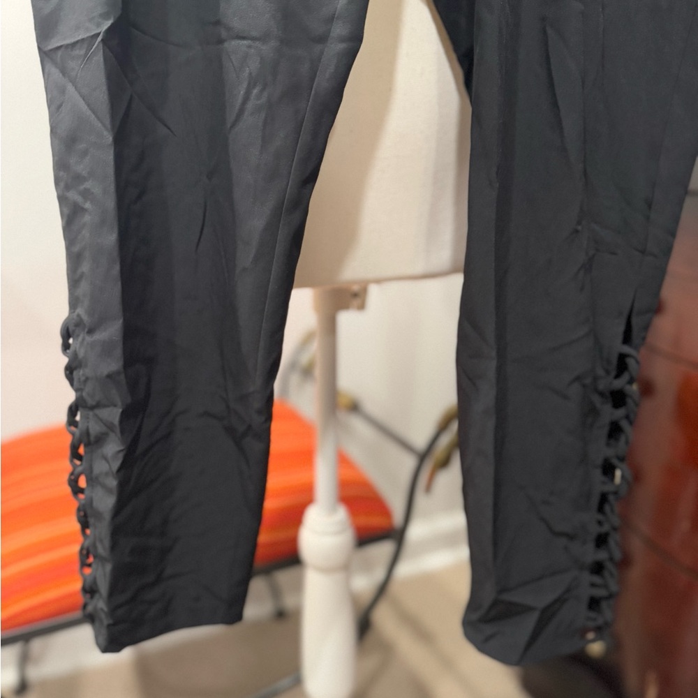 Black Satin Jogger Pants - Picture 3 of 6